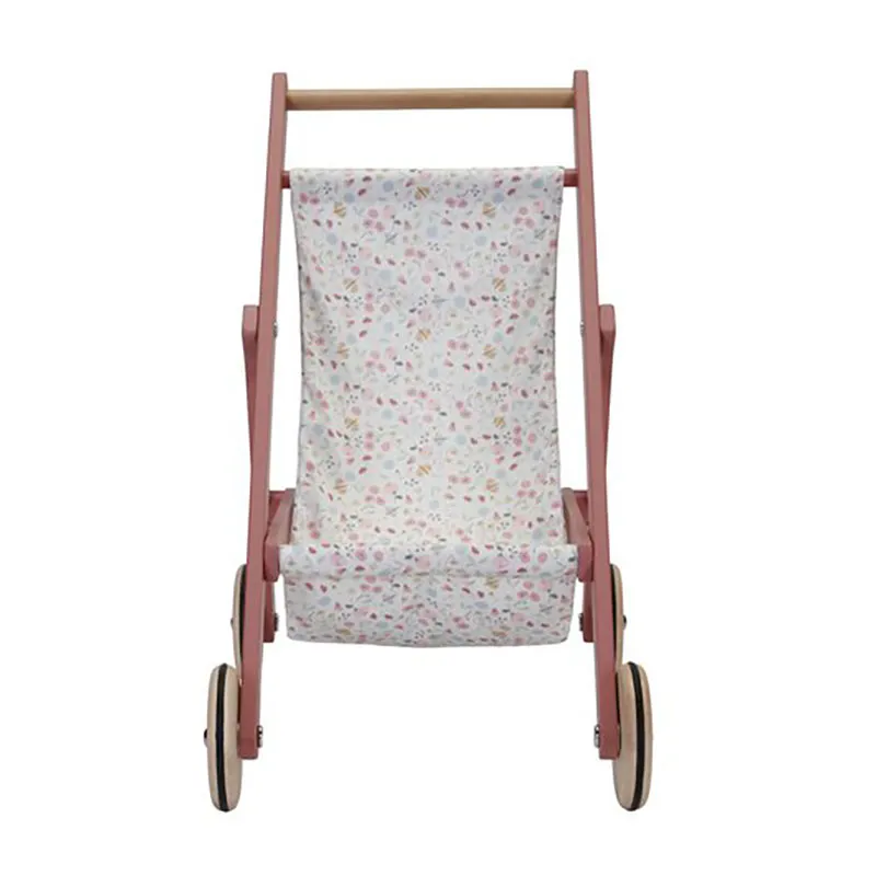 Poussette pour poupée en bois FSC Flowers & Butterflies - 44x31x51cm-2