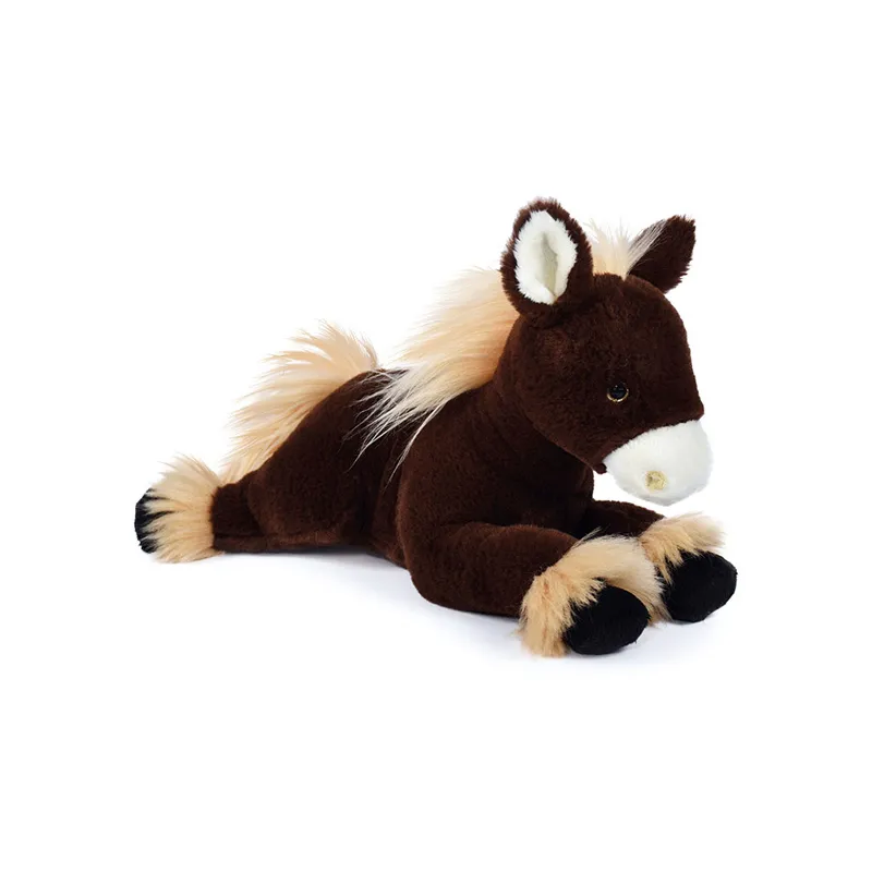 Peluche Cheval allongé Alezan Marron foncé-1