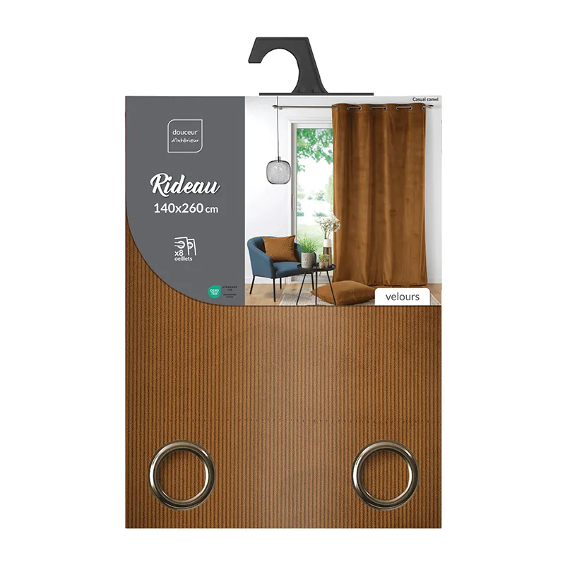 Rideau à Oeillets velours cotelé Casual Camel - 140x260cm-4
