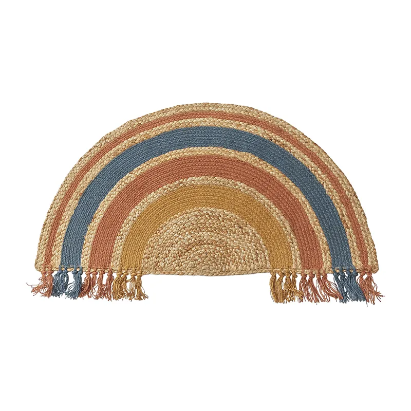 Tapis arc-en-ciel jute - Bleu foncé - 60x120cm-0