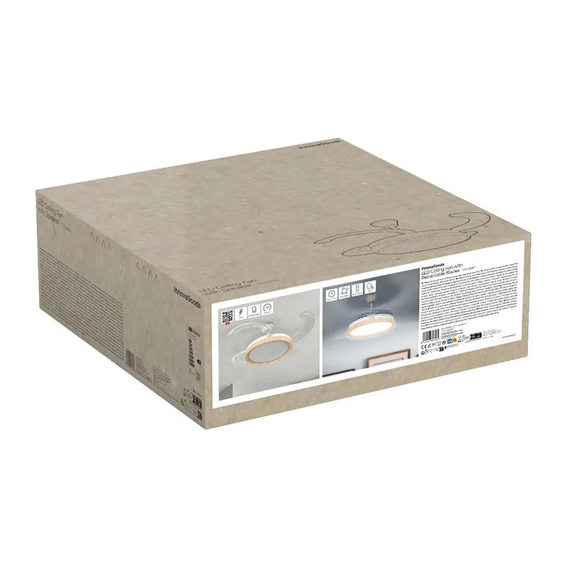 Ventilateur de Plafond 72W + Lumière LED + 4 Pales Rétractables Bois - Ø49-104cm-7