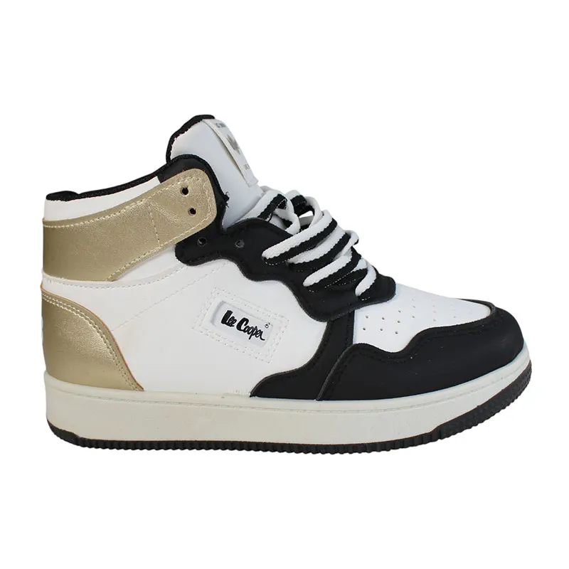 Baskets montantes Lee Cooper Fille - Blanc/Noir/Doré-1