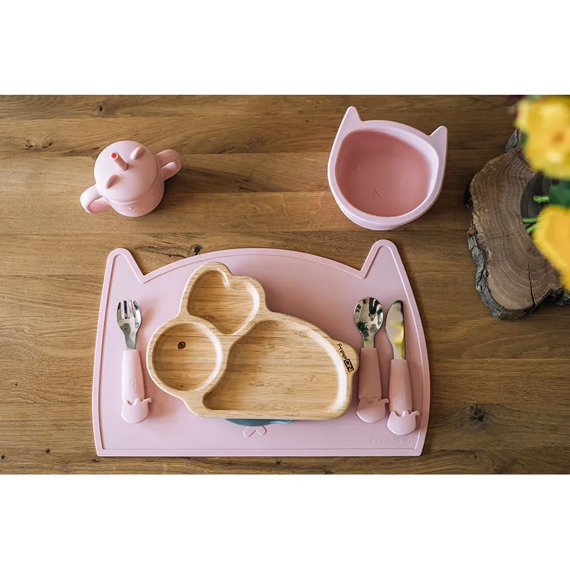 Set de table antidérapant Silicone Kitty Pink - 6m+-1