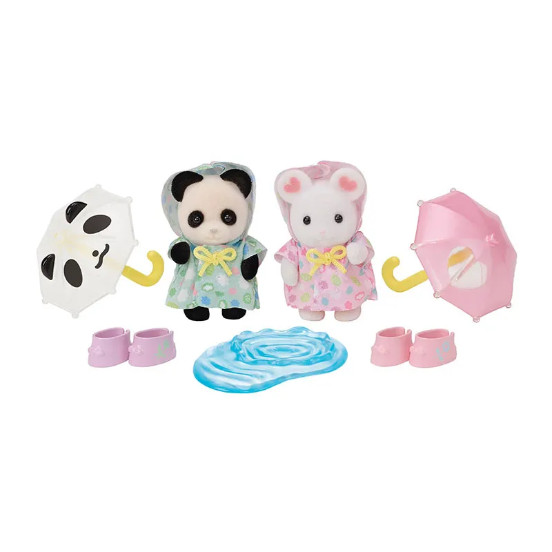 Duo bébés panda & souris habits de pluie - 9pcs-0