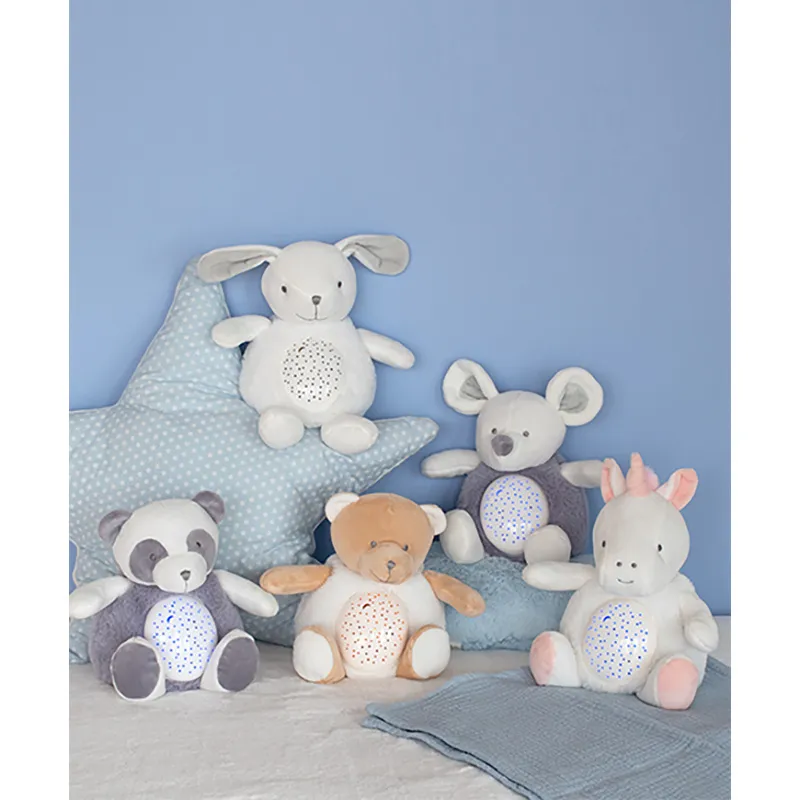 Veilleuse peluche Ours Blanc/Beige - 20cm-1