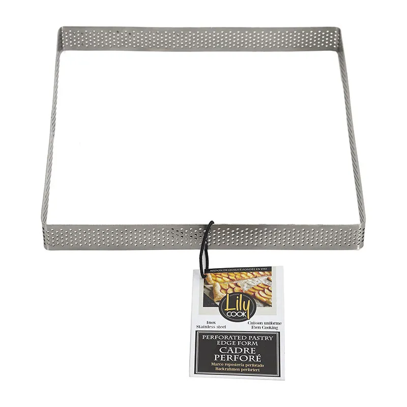 Cadre pâtisserie perforé carré Inox - 18cm-5