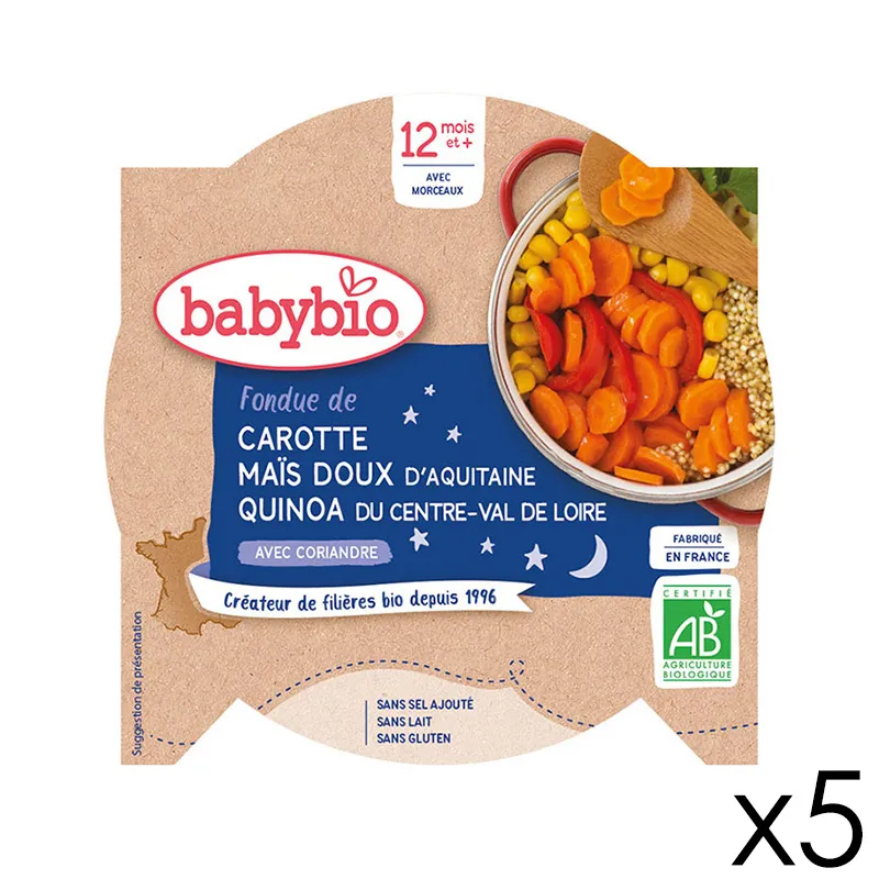 5x230g Assiettes Bonne Nuit Carotte Maïs & Quinoa à la Coriandre BIO - 12m+-0