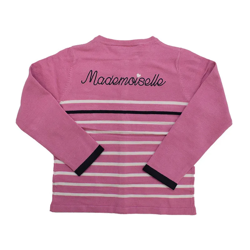 Gilet boutonné avec broderie dos fille Mappa - Pinky/Blanc/Marine-1