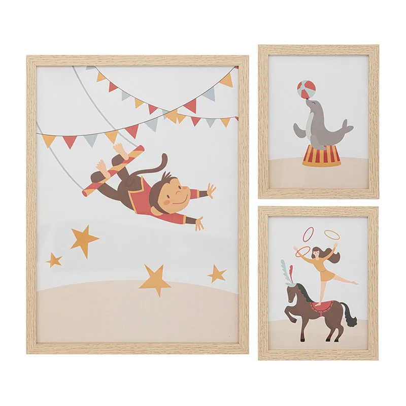 3 Cadres décoration Circus Beige - 30x1,5x40cm-0
