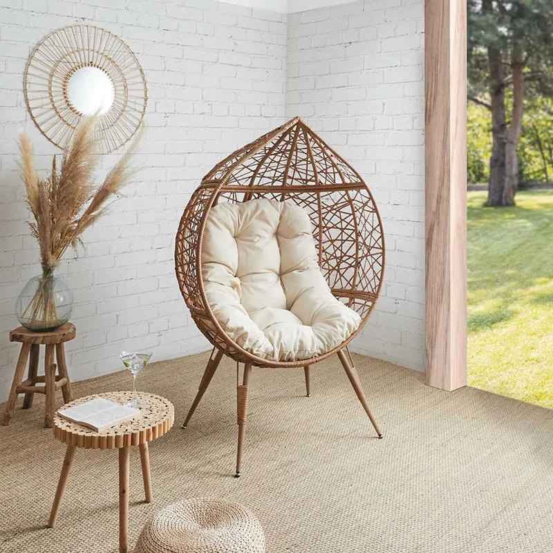 Fauteuil oeuf Marron/Blanc - 100x65x150cm-6