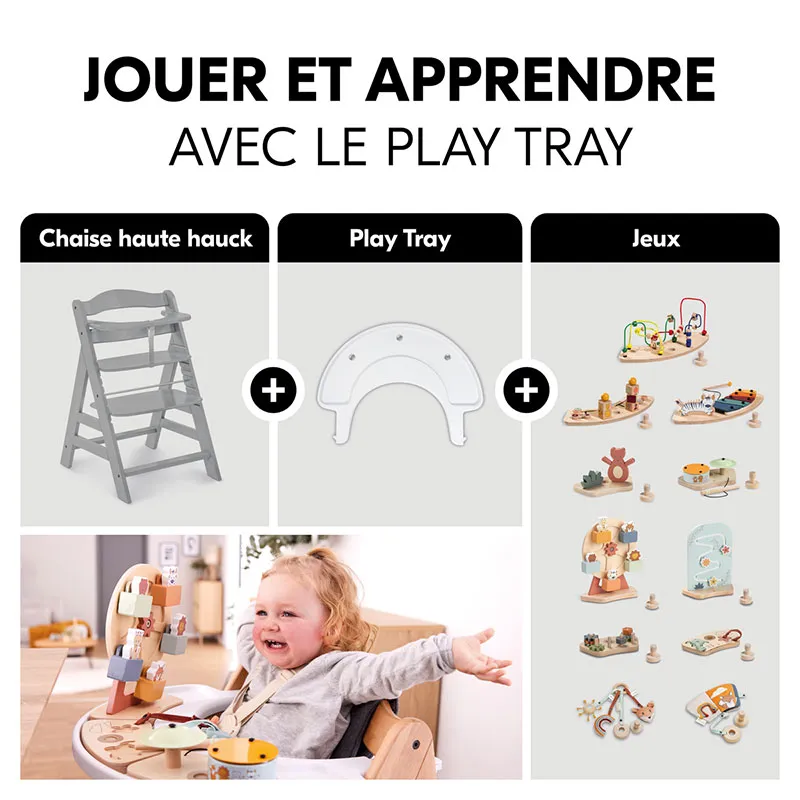 Chaise-haute Alpha+ + Transat Alpha Bouncer 2en1 + Tablette Grise - 0m+-8