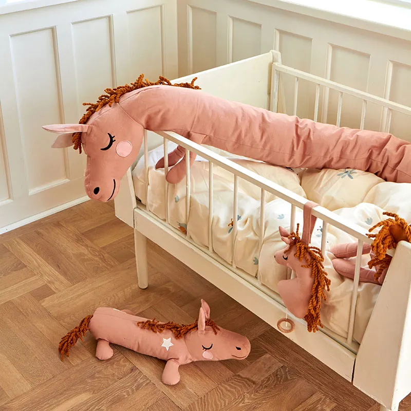 Peluche Coton BIO Cheval câlin Rose - 45cm-3