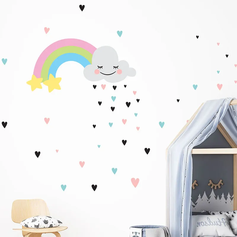 Stickers - Nuages & cœurs d'arc-en-ciel-2
