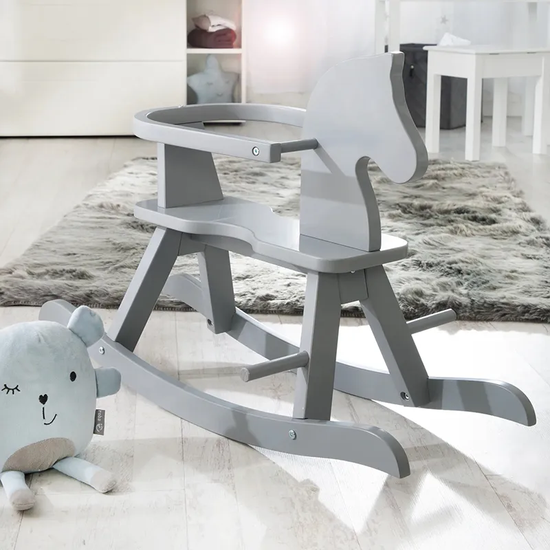 Cheval à bascule Bois Gris - 82x43x55cm-1