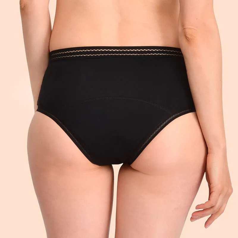 2 Culottes menstru. taille haute Basic - Noir-3