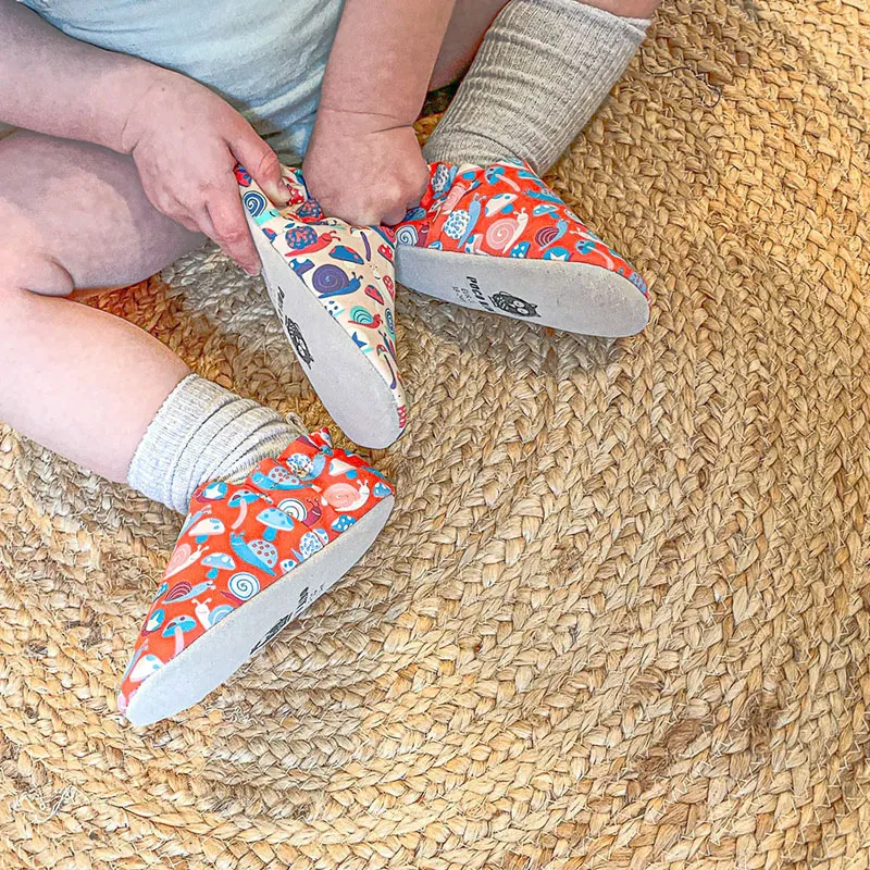 Chaussons Mini Shoes Escargot COTON - Orange/Bleu - POCO NIDO-2