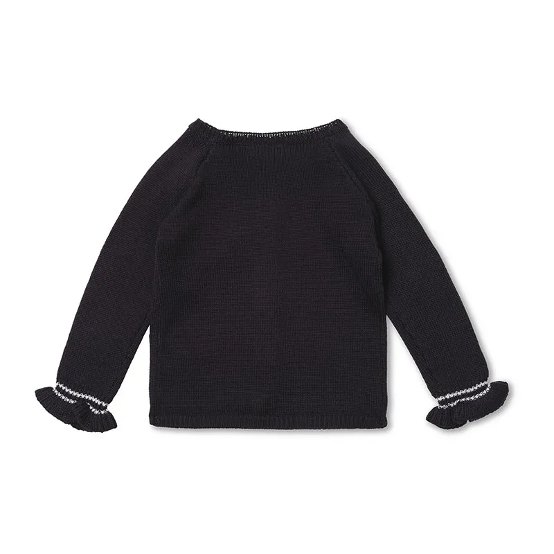 Gilet boutonné  fille Allohalay - Marine-1