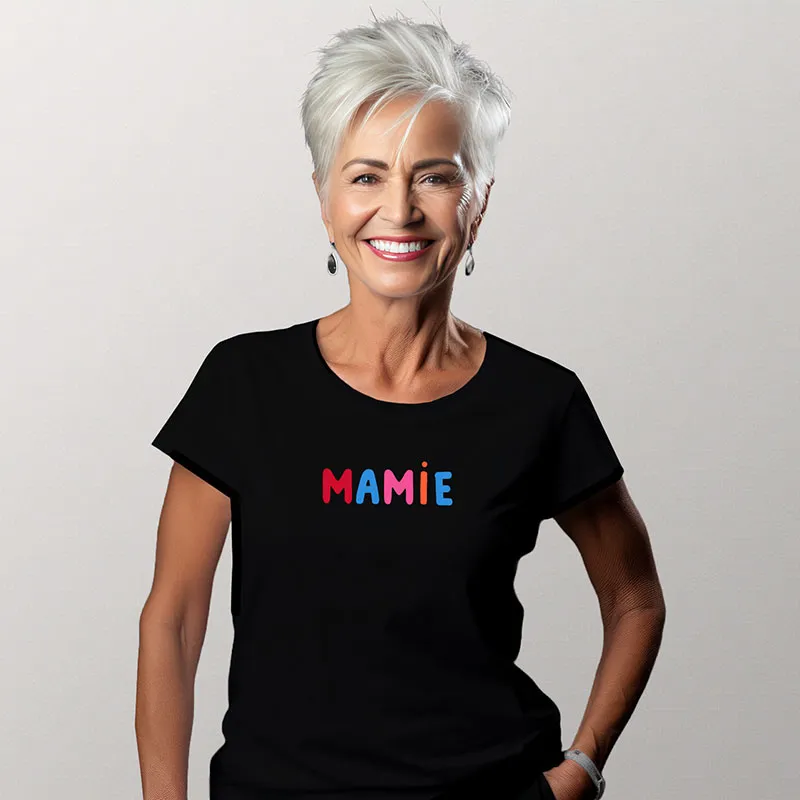 T-shirt Femme BIO Mamie-colorée-waf - Noir-0