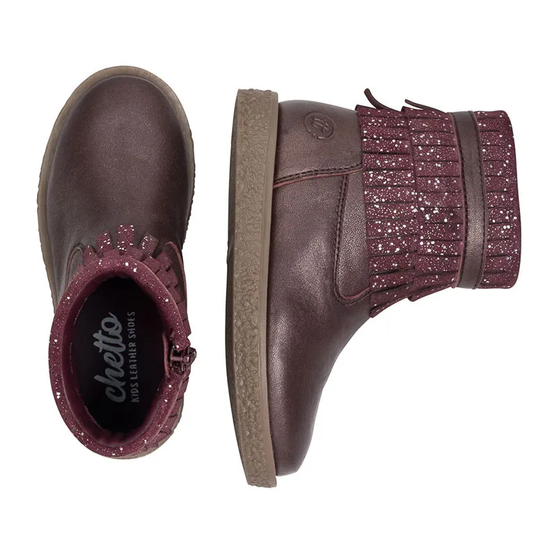 Bottines à franges Emilie - Bordeaux-5