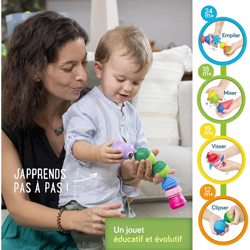 Perles éducatives à assembler Abeille & Oiseau 6pcs - 9m+-5