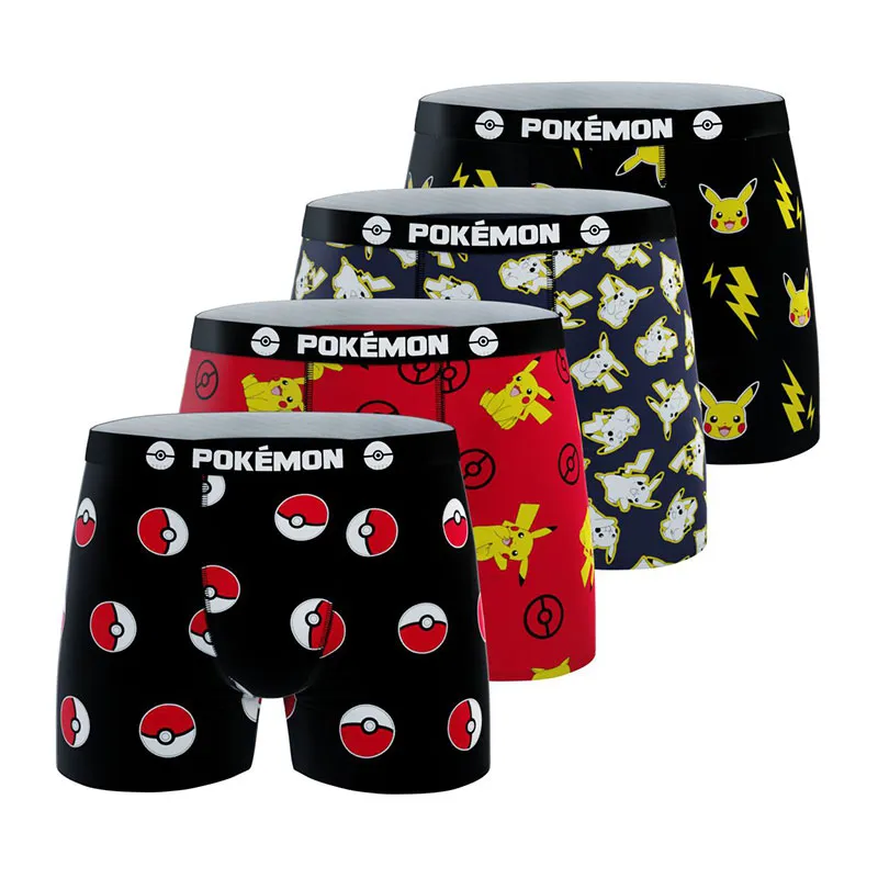 4 boxers enfant Pokémon - Noir/Rouge/Blanc/Jaune-0