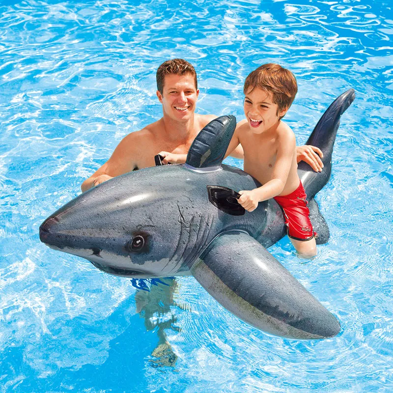 Requin Blanc gonflable à chevaucher - 173x107cm-1