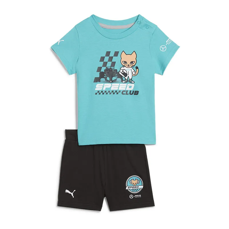 T-shirt + Short Mercedes AMG F1 Garçon - Bleu/Noir-0
