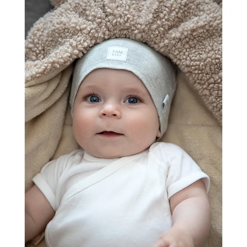 2 Bonnets Top Knot Hat Light Grey/Dark Grey - 0m+-9