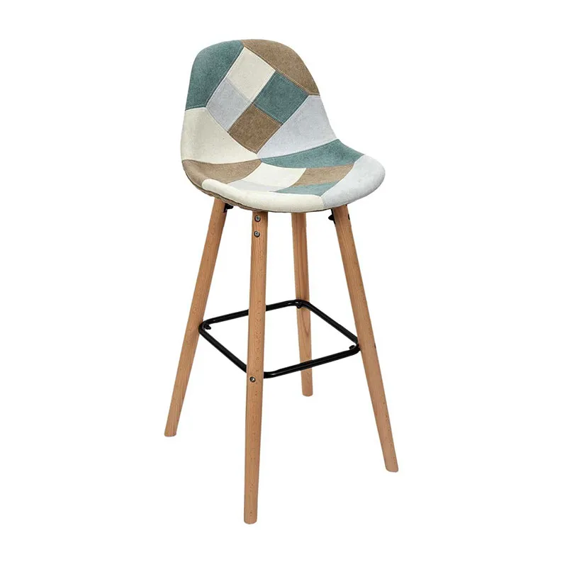 2 Tabourets de bar Patchwork Bleu clair - 92,5x39x45cm-1