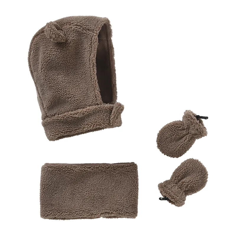 Ensemble accessoires sherpa ourson - Moka-0