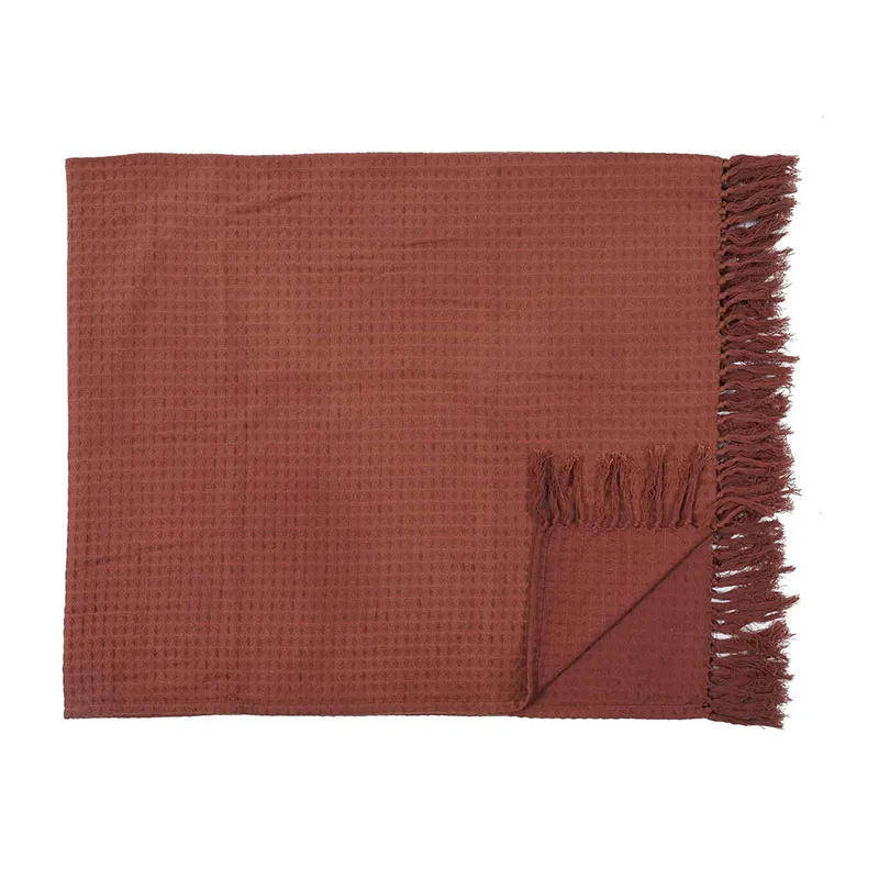 Jeté de canapé Gaufré Terracotta - 170x250cm-2