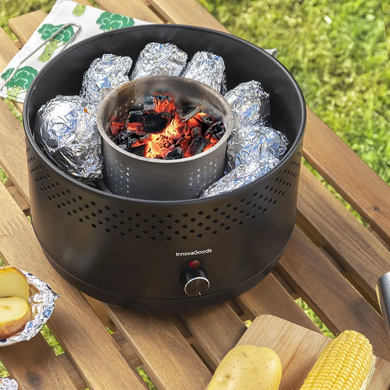Barbecue 4en1 charbon de Bois sans fumée Portable - ø28,5x18cm-1