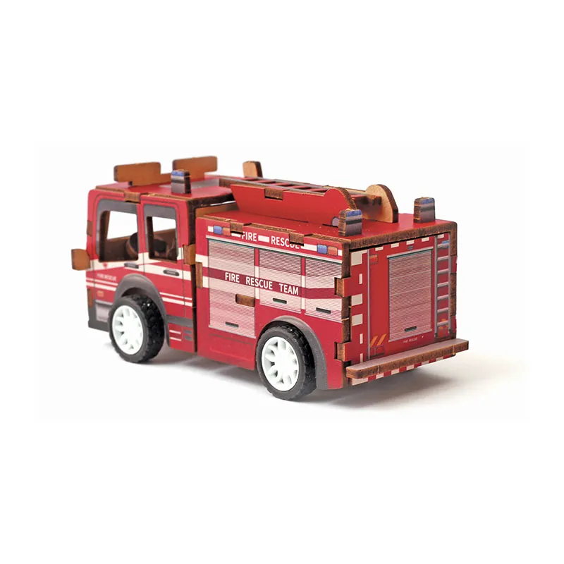 Maquette 3D bois Véhicule Camion de pompier - 8+-8