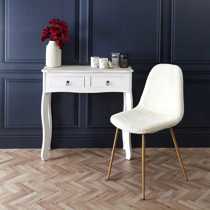2 Chaises Aurea imitation fourrure Blanc - 46x57,5x57cm-1