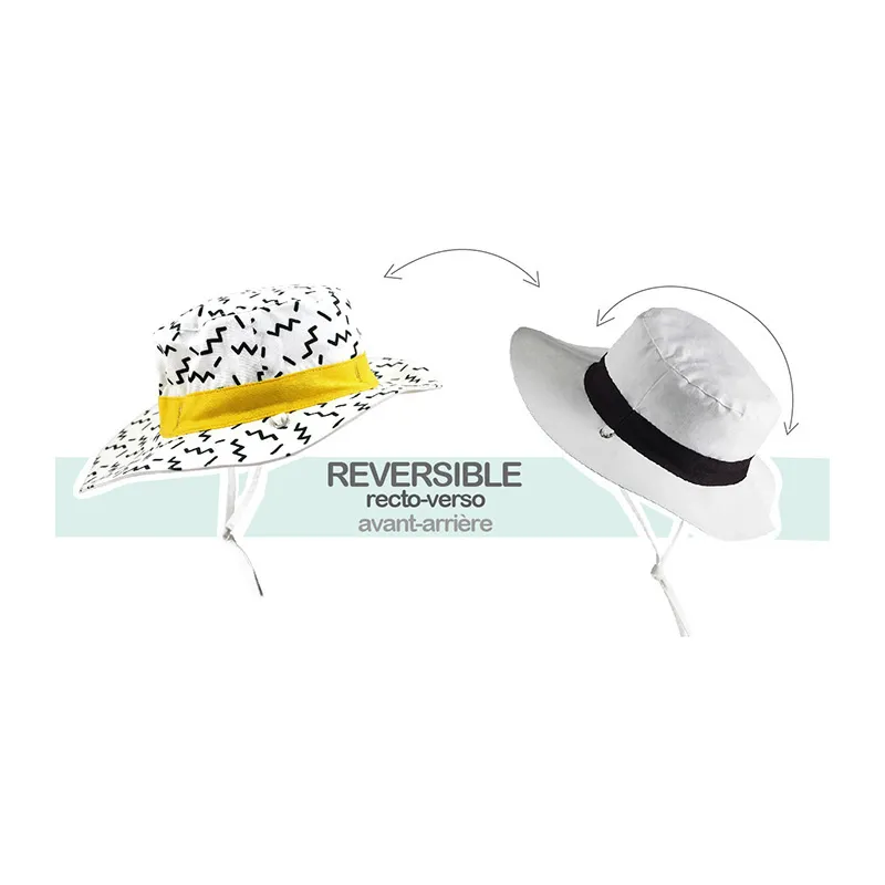 Chapeau Anti-UV réversible ZigZag - Blanc/Noir/Jaune-7