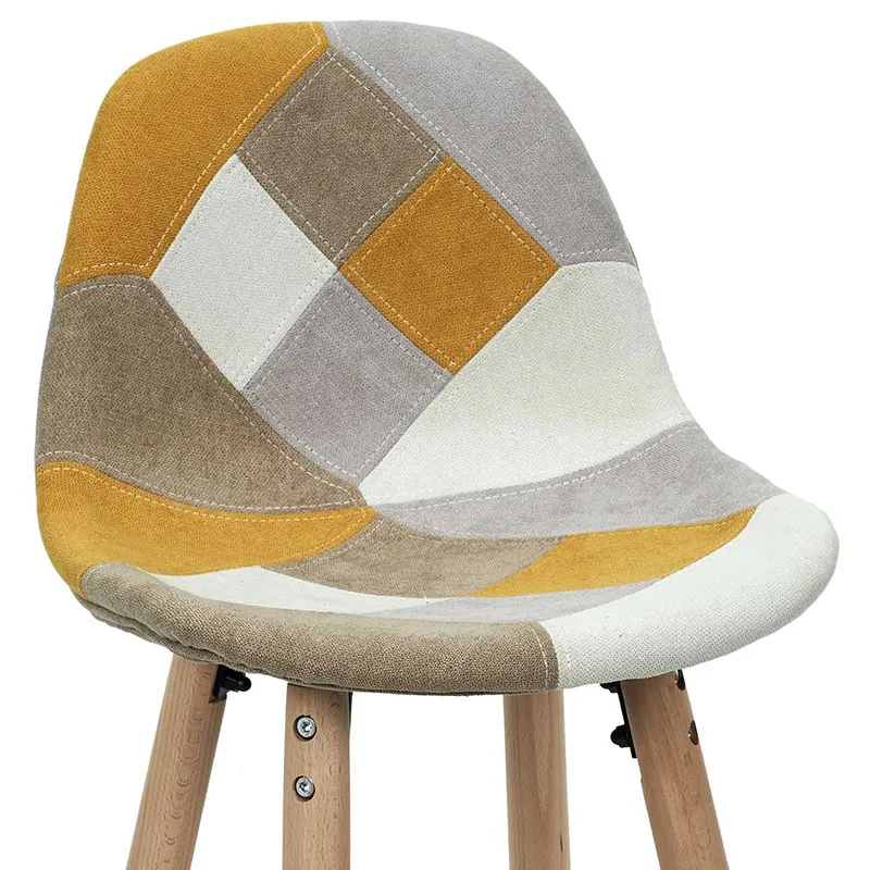 2 Tabourets de bar Patchwork Jaune - 92,5x39x45cm-3
