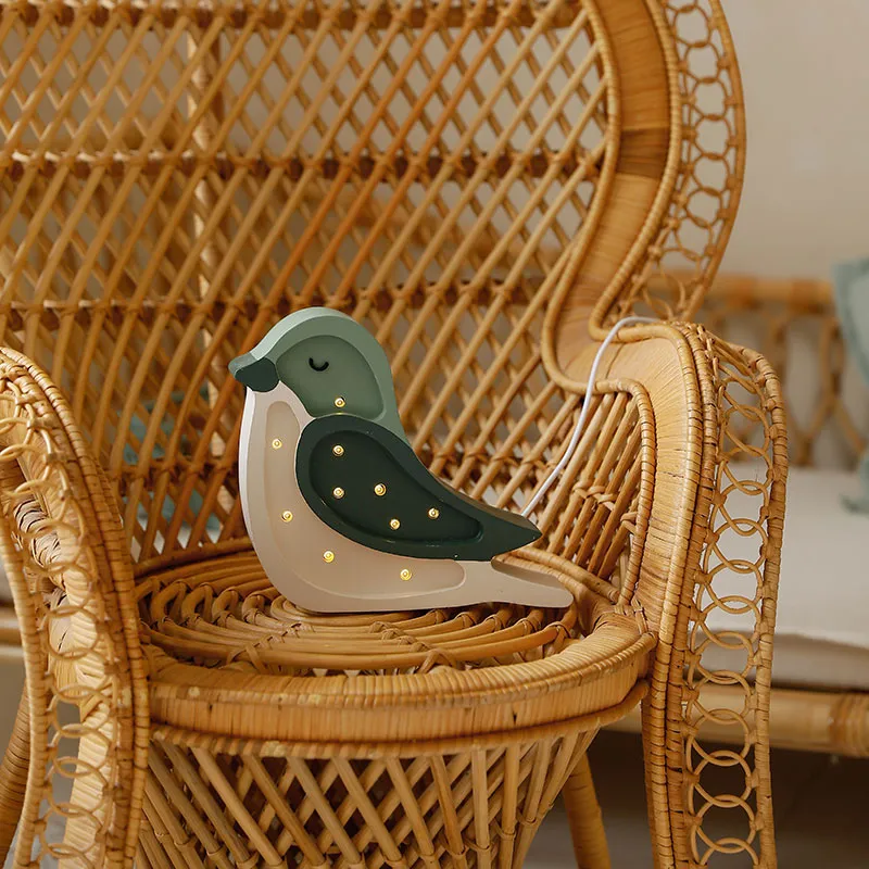 Lampe Veilleuse Oiseau Pistache/Crème - 18x20x5,5cm-4