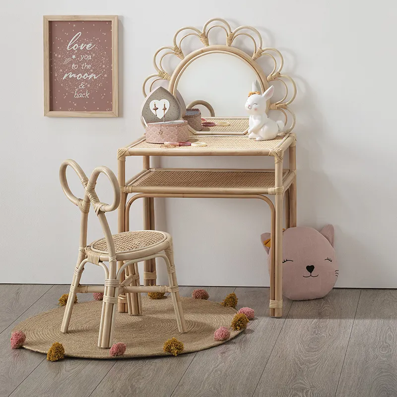 Chaise rotin beige - 36x32x60cm-2