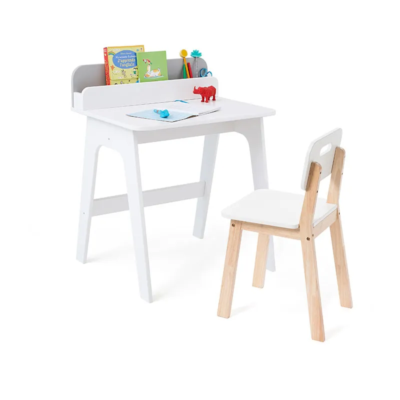 Bureau avec rangement Primaire Blanc/Gris - 60x51,5x74cm-2