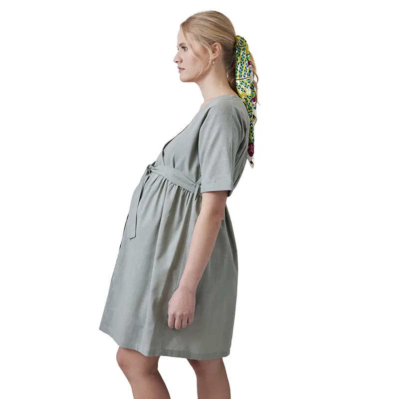 Robe courte de grossesse/allait - Vert-1