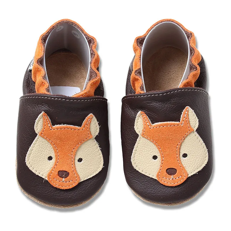 Chaussons cuir Renard - Marron-0