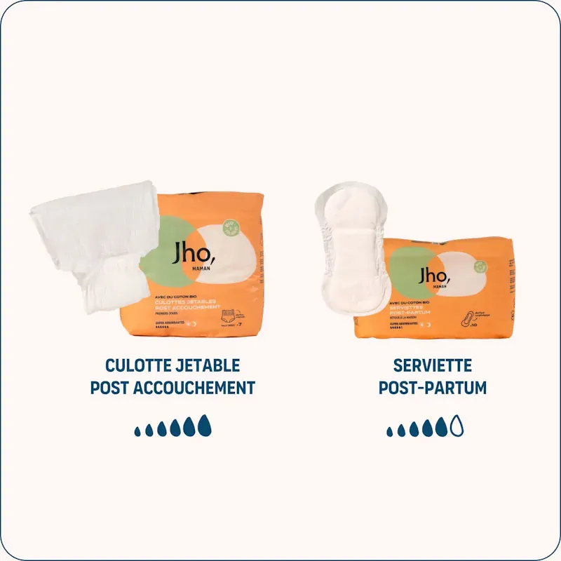 Serviettes Maternité post partum Coton BIO - 2x10 -3