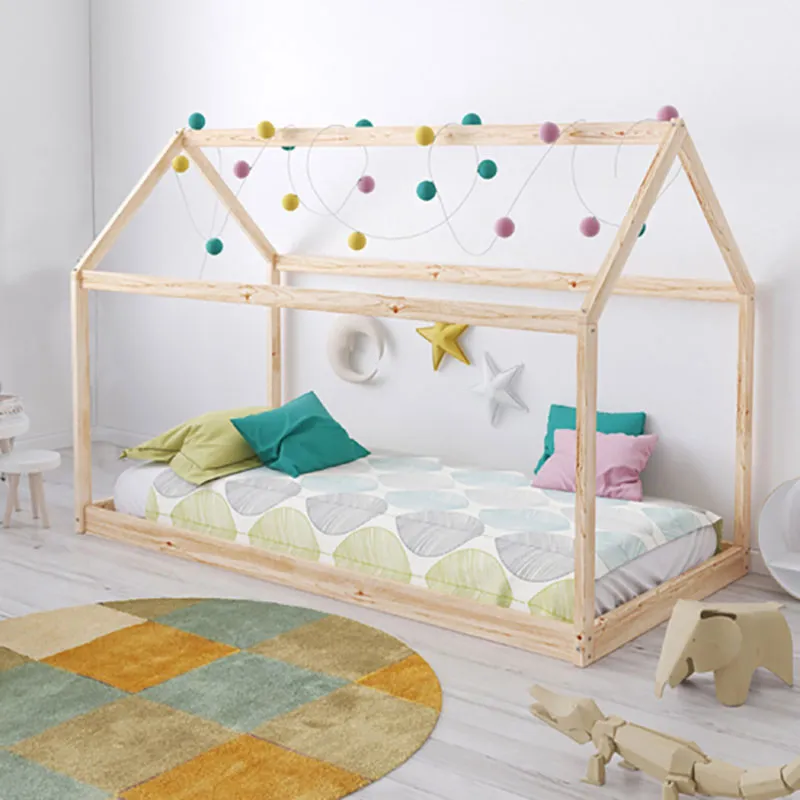 Lit cabane + Sommier Panda Brut - 90x190cm-0