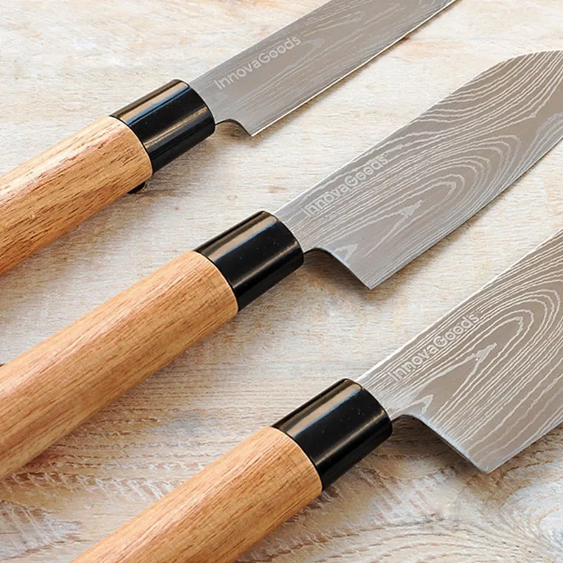 Couteaux de cuisine Japonais Damas - 3pcs-4