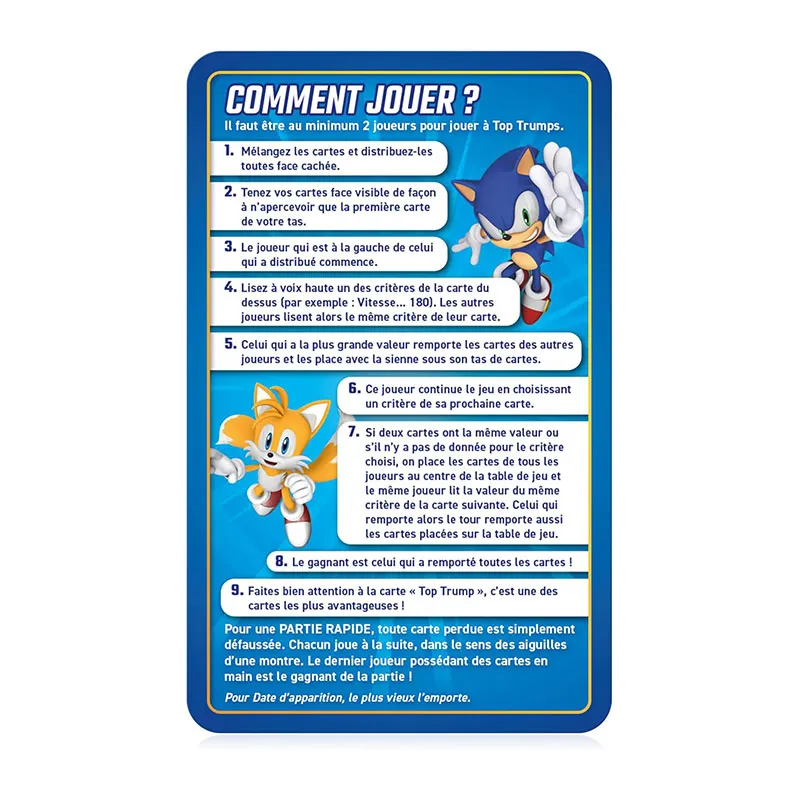 Jeu de cartes Top Trumps Sonic The hedgehog - 6+-8