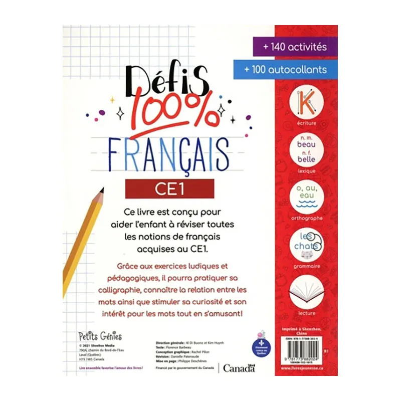 Défis 100% Français CE1 + 100 autocollants - 7+-1