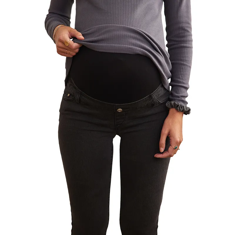Jean de grossesse Droit Petite - Gris Anthracite-1