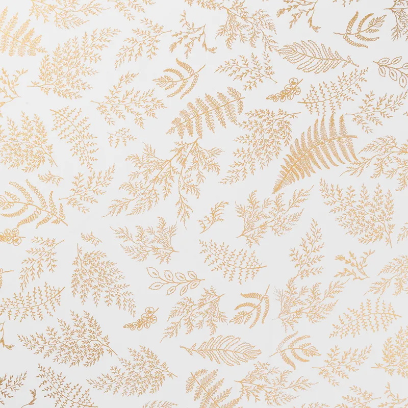 Nappe anti-tâches Blanche Feuillage Doré - 140x360cm-1