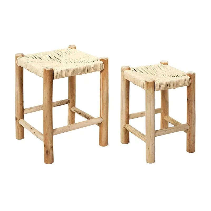 2 Tabourets Gigognes Hamram Bois - 31,5x39,5x31,5cm-1