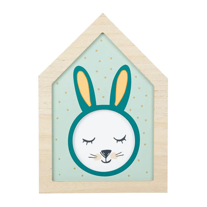 Cadre photo Bois Lapin Vert - 16,5x23cm-0